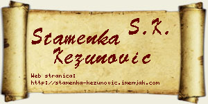 Stamenka Kezunović vizit kartica